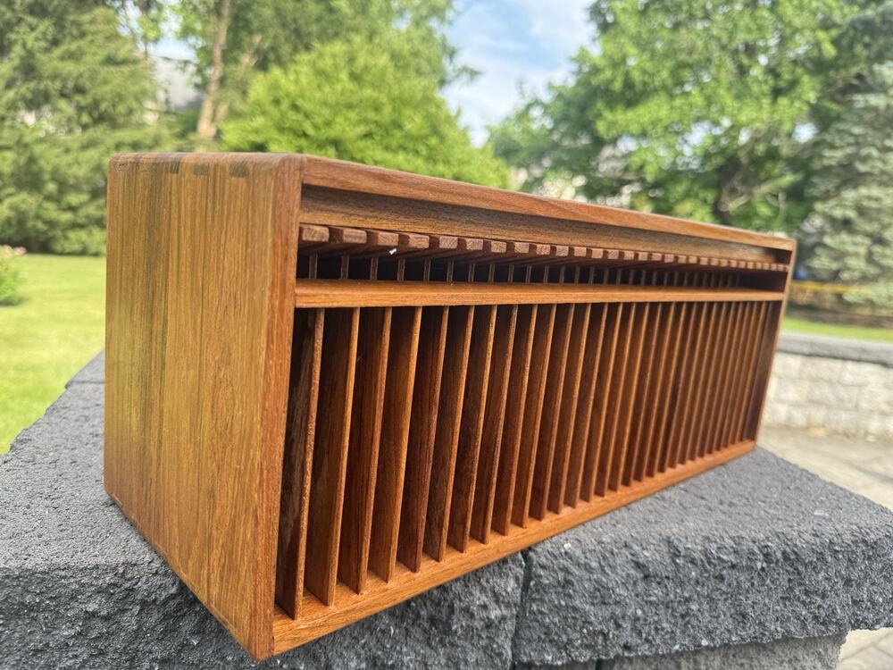 Vintage Mid Century Modern Kalmar Designs 30 Slot CD Holder Teak Wood Storage